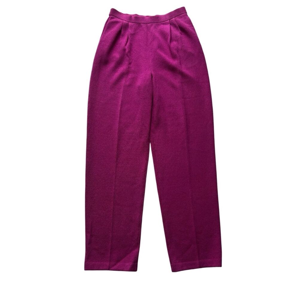 St. John Magenta Pink Santana Wool Blend Pockets High Rise Front Pleats Pants 6